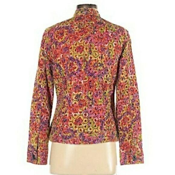 Chico's Shacket Rainbow Eyelet Lace Mandarin Collar Button Down Jacket Sz 0 - Picture 7 of 12